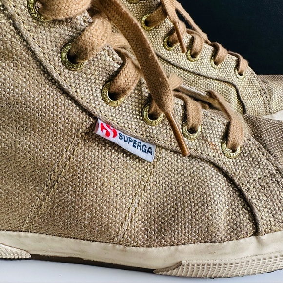 SUPERGA / Shimmered Linen High-Tops / Gold / US W 9 - Picture 9 of 11